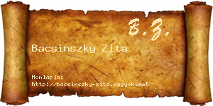 Bacsinszky Zita névjegykártya